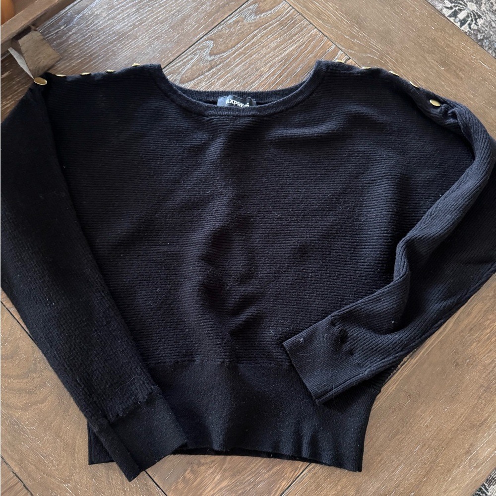 Express Black Dolman Sweater with Button Detail